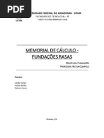 Memorial de Cálculo - Fundações Rasas