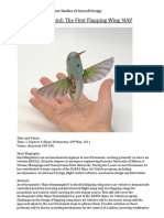 Nano Hummingbird: The First Flapping Wing MAV: 6 AA294 Seminar On Case Studies of Aircraft Design