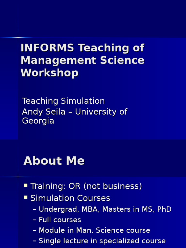 INFORMS Teaching of Management Science PDF Simulation