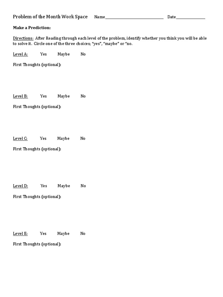 Monthly Problem-Solving Worksheet | PDF | Cognitive Science ...