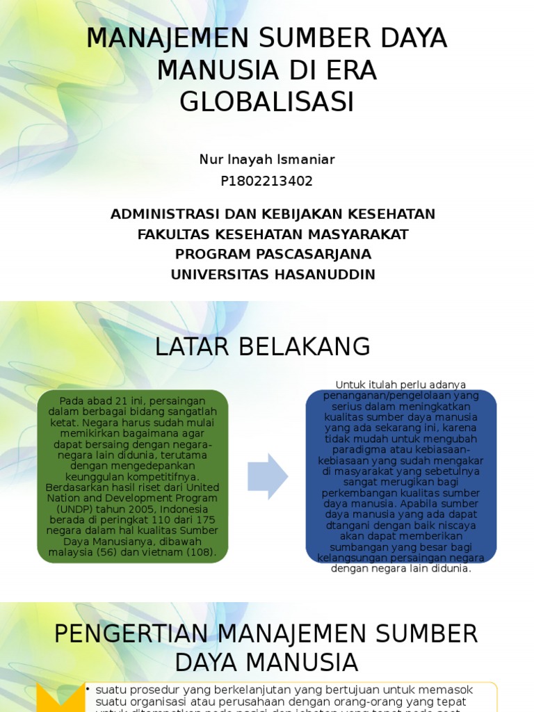 Manajemen Sumber Daya Manusia Di Era Globalisasi Pptx