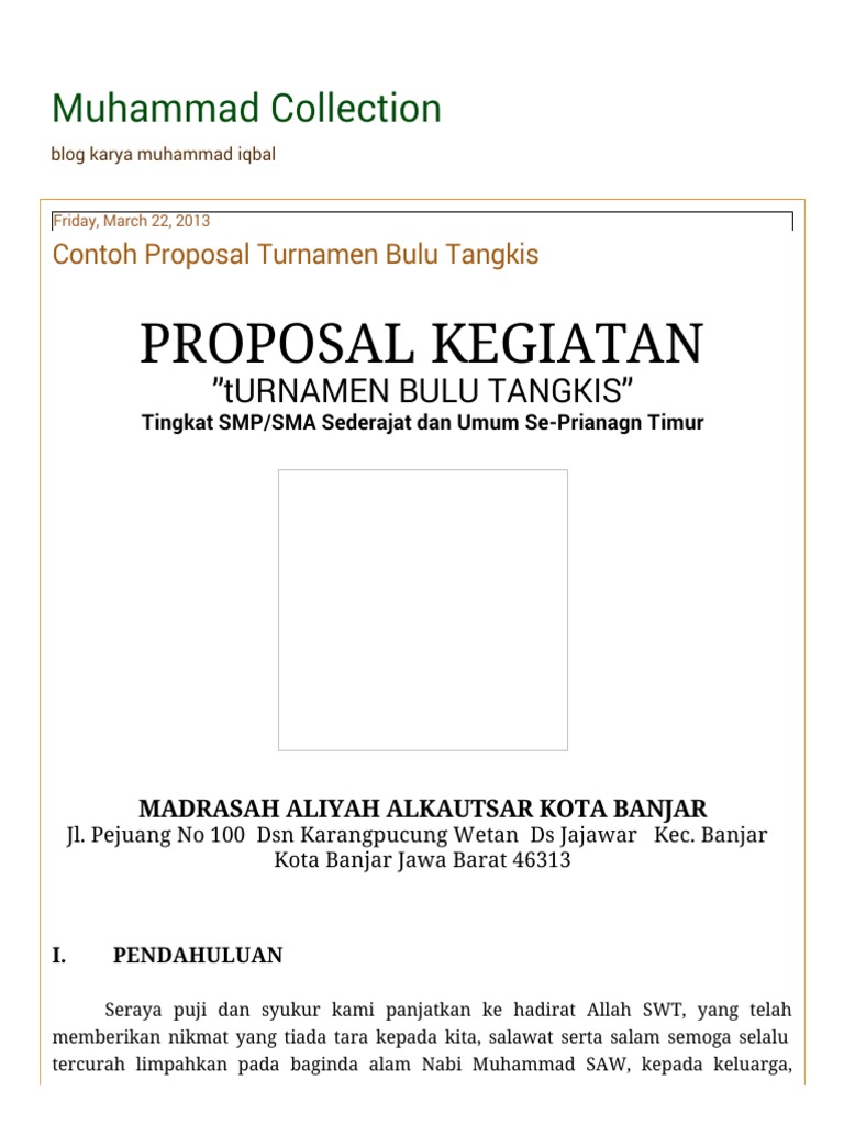 Contoh Proposal Pengajuan Dana Olahraga Badminton Berbagi Contoh Proposal