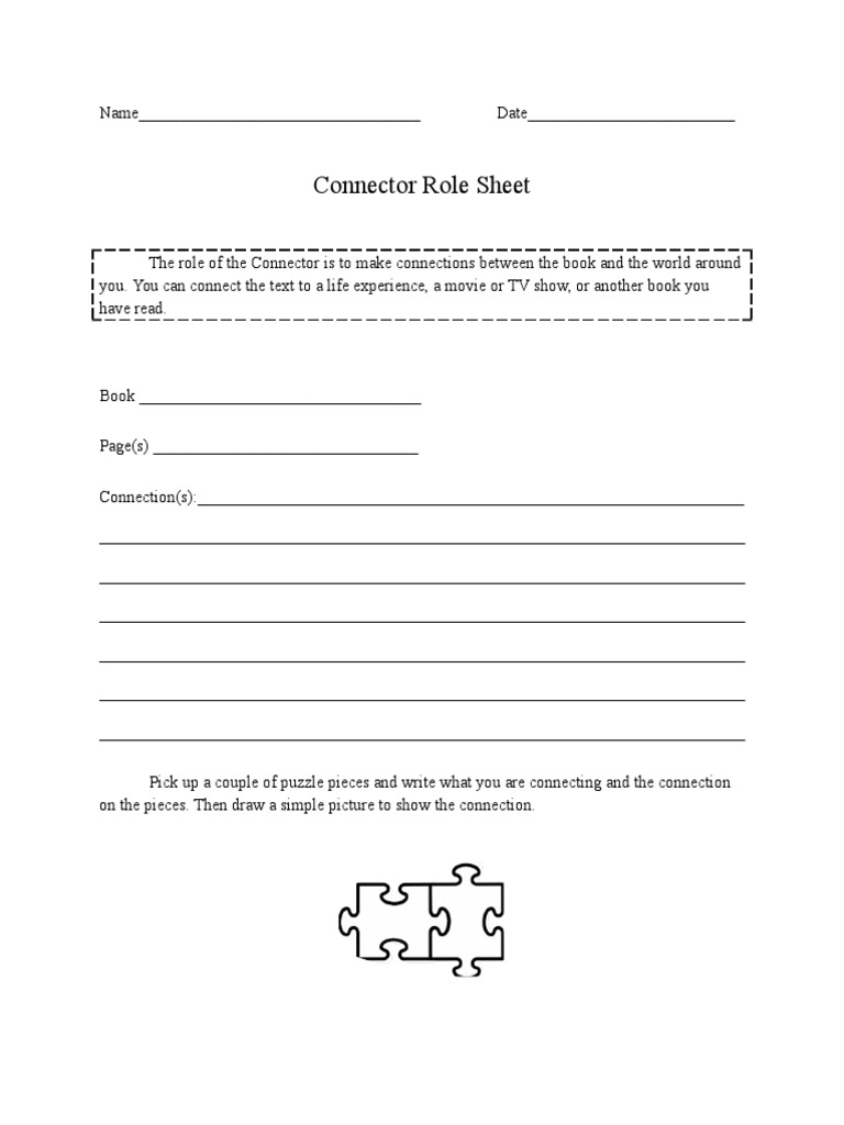 Connector Role Activity Sheet | PDF