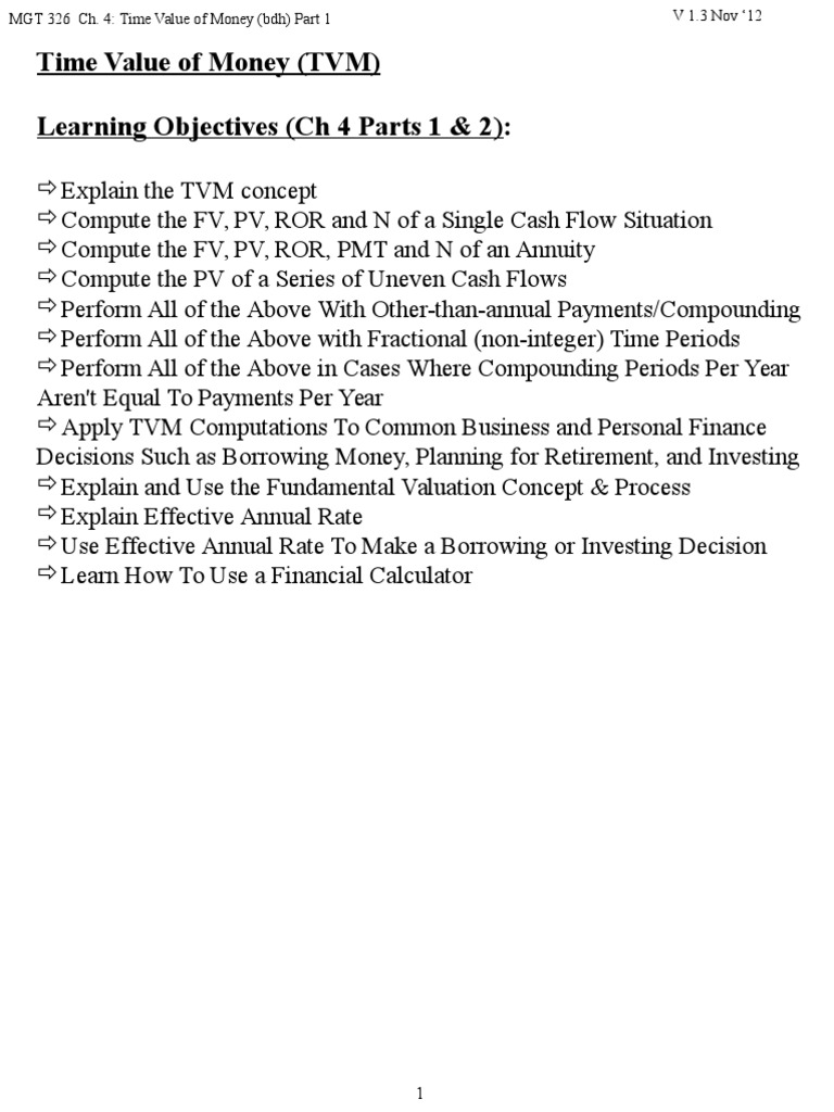 Time Value of Money Concepts Explained | PDF | Time Value Of Money ...