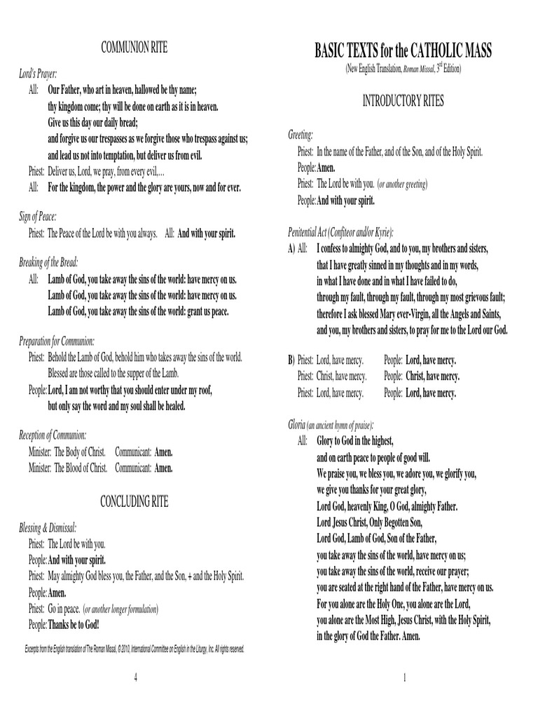 Catholic Mass Communion Rite Texts | PDF | Philosophy | Foreign ...