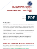 Comentario A Examen de La Crítica de C Benetti y J CARTELIER A La Teoría Del Dinero de Marx