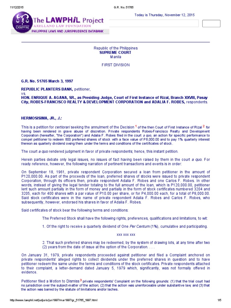 02 Republic Planters Bank v. Agana Download Free PDF Stocks