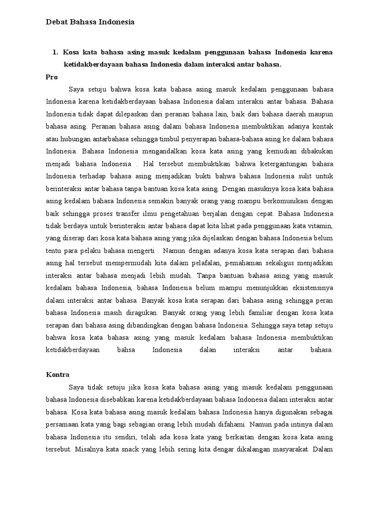 Contoh Teks Debat Bahasa Indonesia - Aneka Contoh