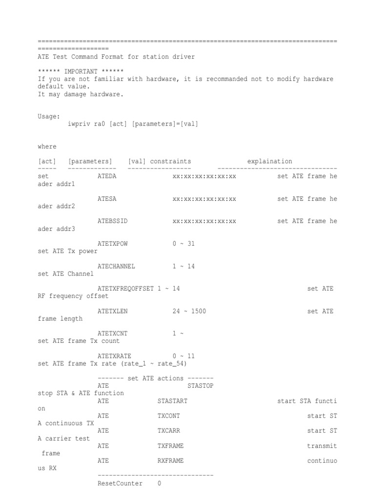 ATE Test Command Guide for Stations | PDF | Electronic Engineering ...