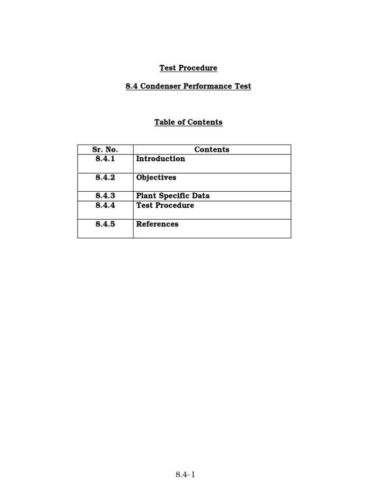 Condenser Performance Test Procedure PDF Gases Nature