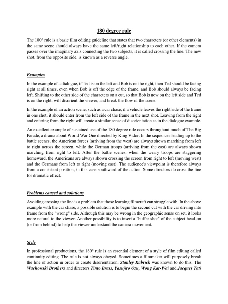 180 Degree Rule In Film Making Pdf Imaging Atomic