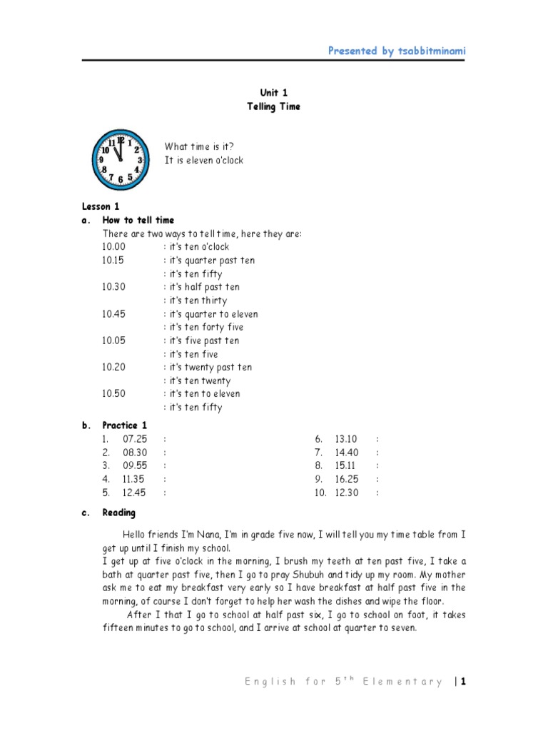 Bahasa Inggris Kelas 5 1 Pdf Verb Subject Grammar