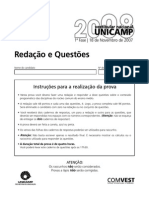 Unicamp 2008 - Prova Fase 1