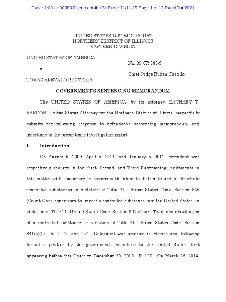 Tomas Arevalo Renteria, 'El Chapo' CoDefendant, Sentencing