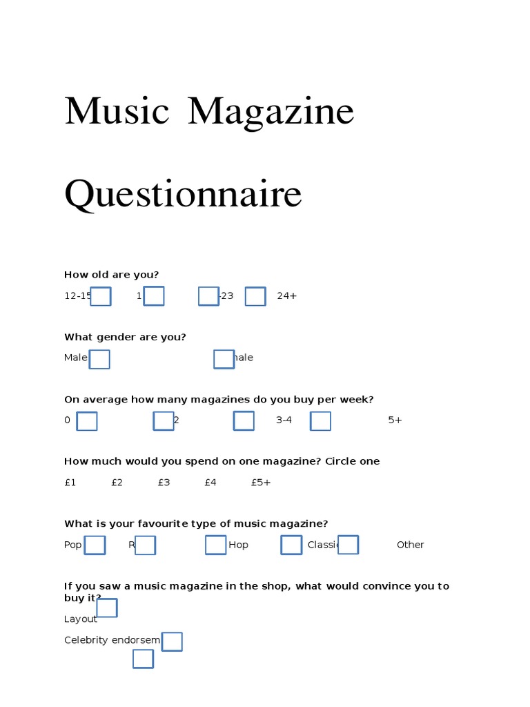 Music Magazine Reader Survey Insights | PDF