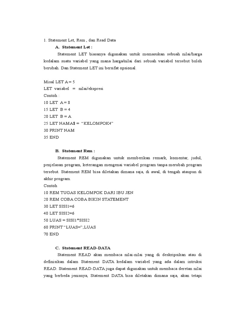 Panduan Statement dalam Pemrograman BASIC | PDF | Teknologi & Rekayasa