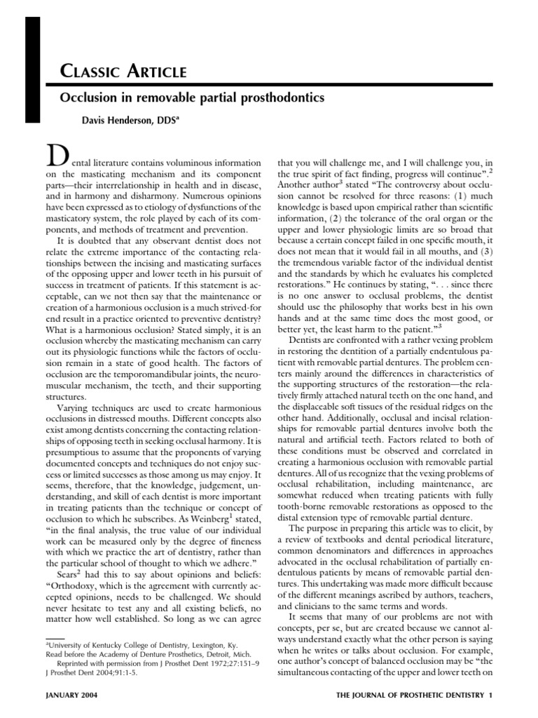 15 Occlusion in Removable Partial Prosthodontics PDF Dentures