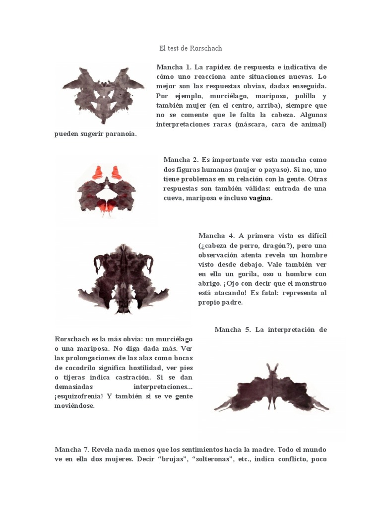 El Test de Rorschach | PDF | Comprensión | Sicología, image size:768x1024