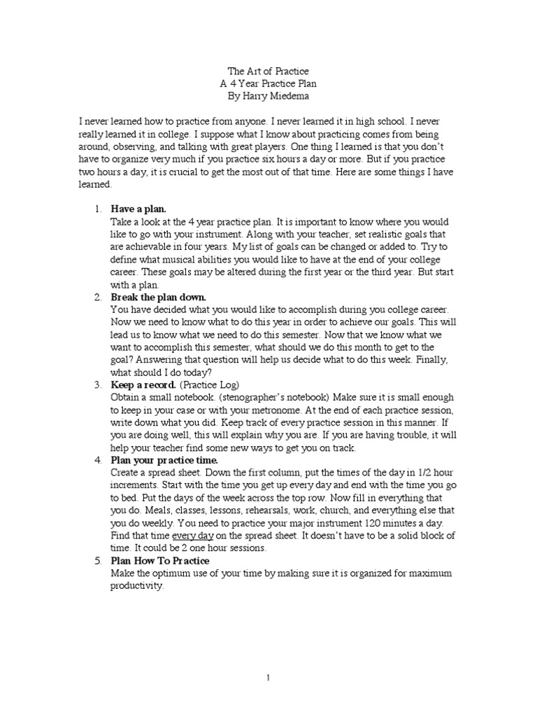 Musical Practice Plan | PDF | Tempo | Jazz