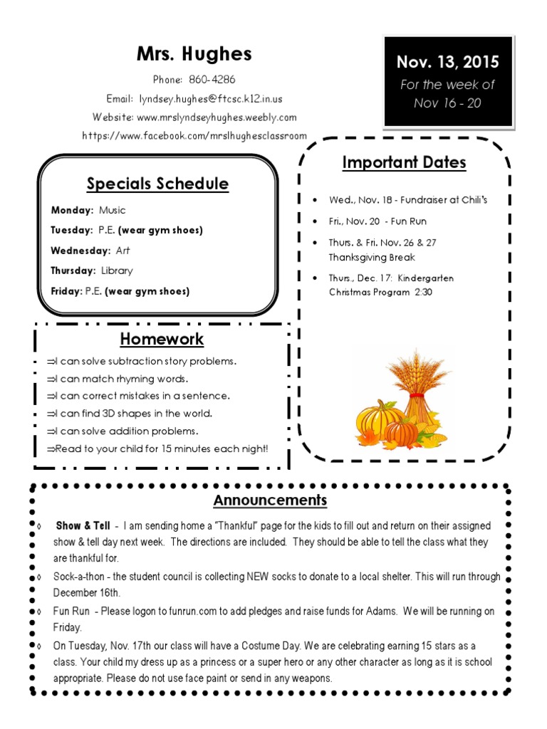 Weekly Class Updates and Activities | PDF
