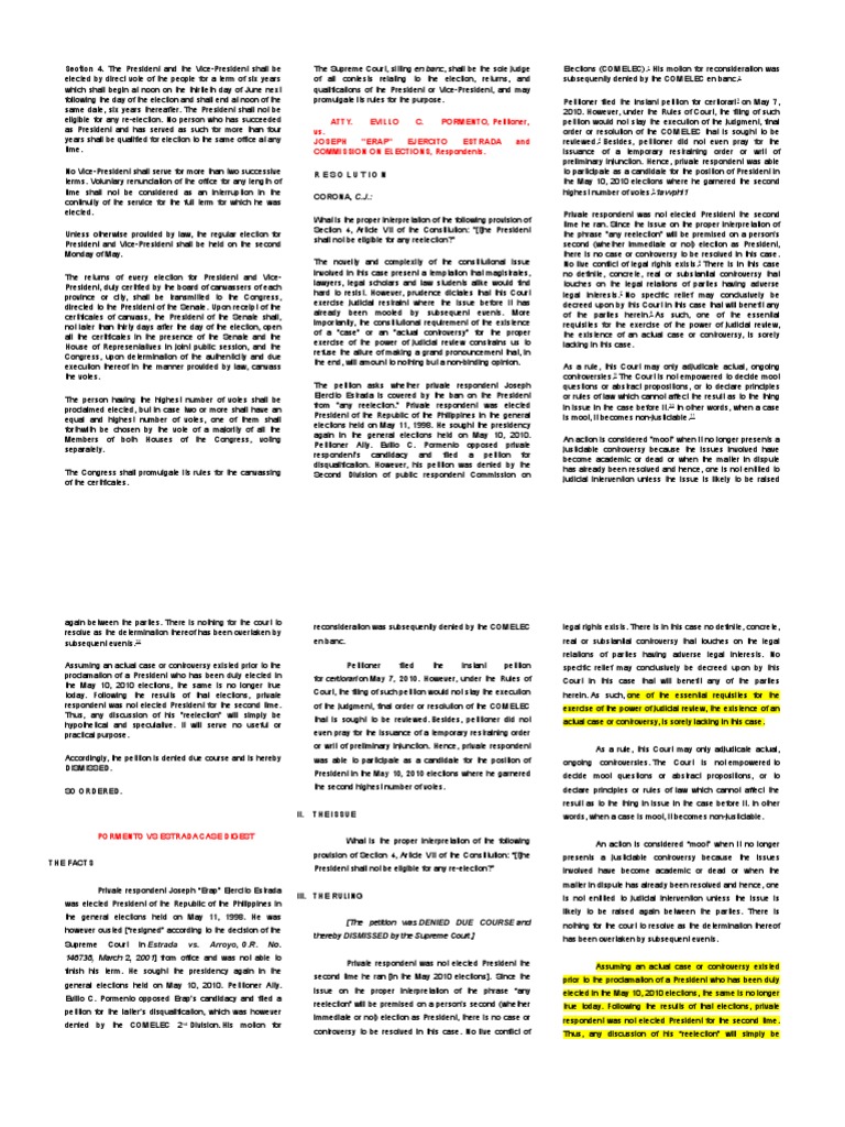 Section 4. The President and The VicePresident Shall Be PDF Case Or Controversy Clause