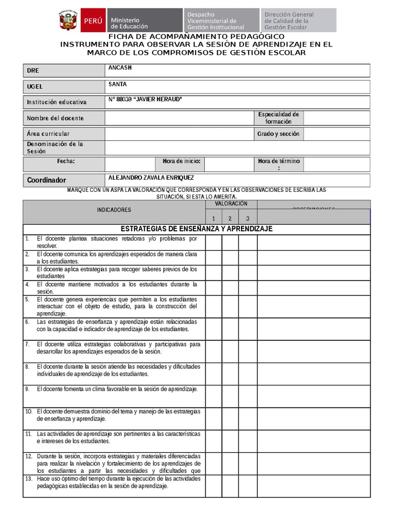 Cómo llenar la ficha de monitoreo docente | PDF | Maestros | Evaluación