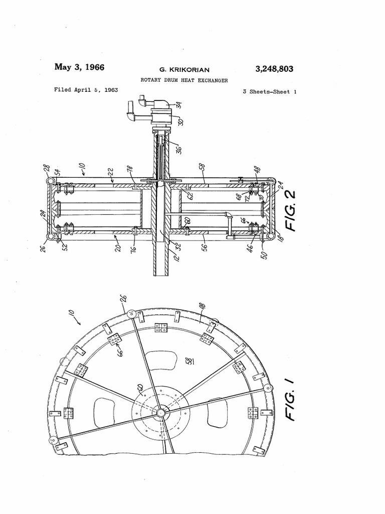 (1966, May 3) US3248803 Rotary Drum Heat Exchanger PDF Bearing (Mechanical) Pipe (Fluid