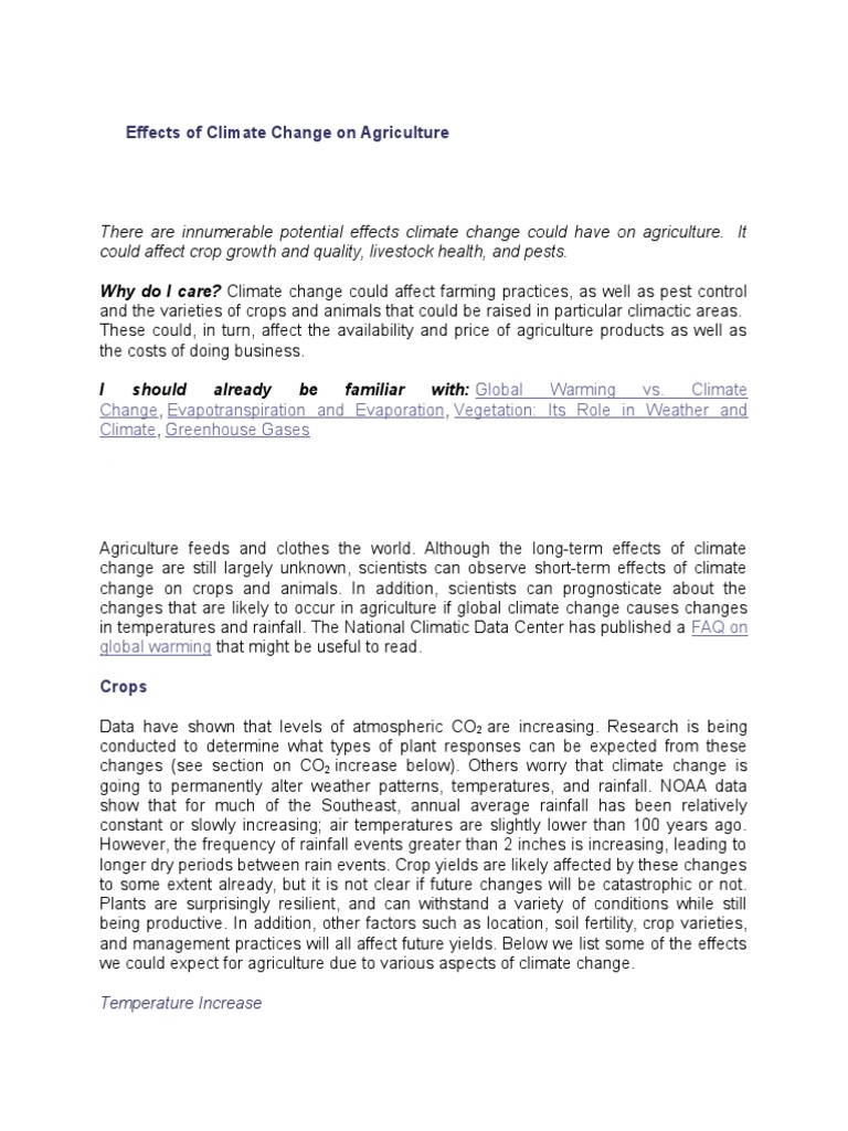 Effects of Climate Change On Agriculture | PDF | Extreme Weather | Climate
