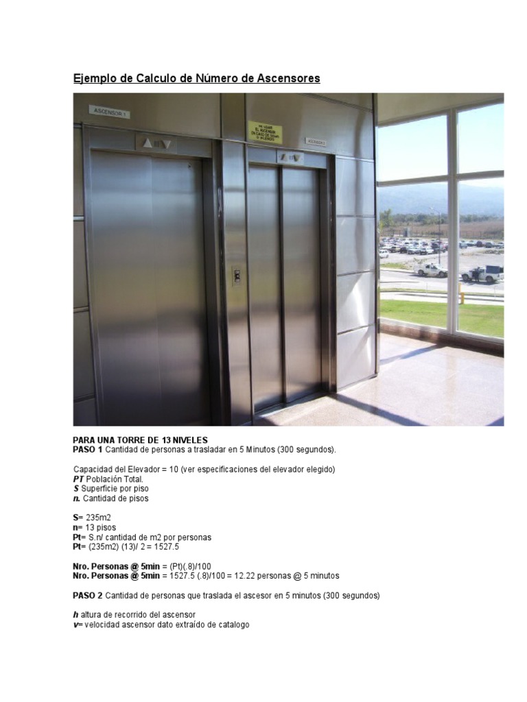 Ejemplo de Calculo de Número de Ascensores | PDF | Métodos y materiales ...