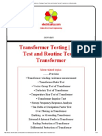 Transformer Testing - Type Test and Routine Test of Transformer - Electrical4u
