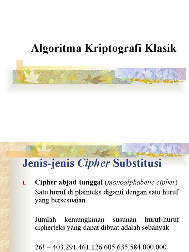 Jenis-Jenis Kriptografi Klasik | PDF