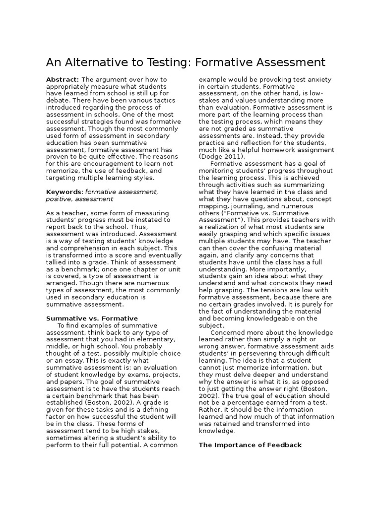 Formative Assessment | PDF | Educational Assessment | Learning Styles