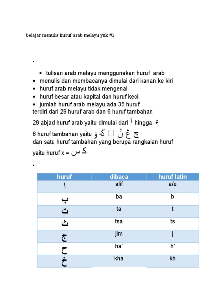 Menulis Huruf Arab Melayu Yuk Pdf