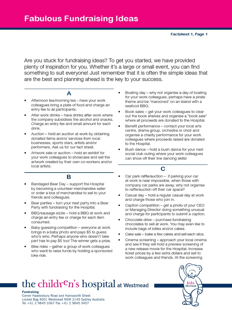 Creative Fundraising Ideas for Work | PDF | Fundraising | Leisure