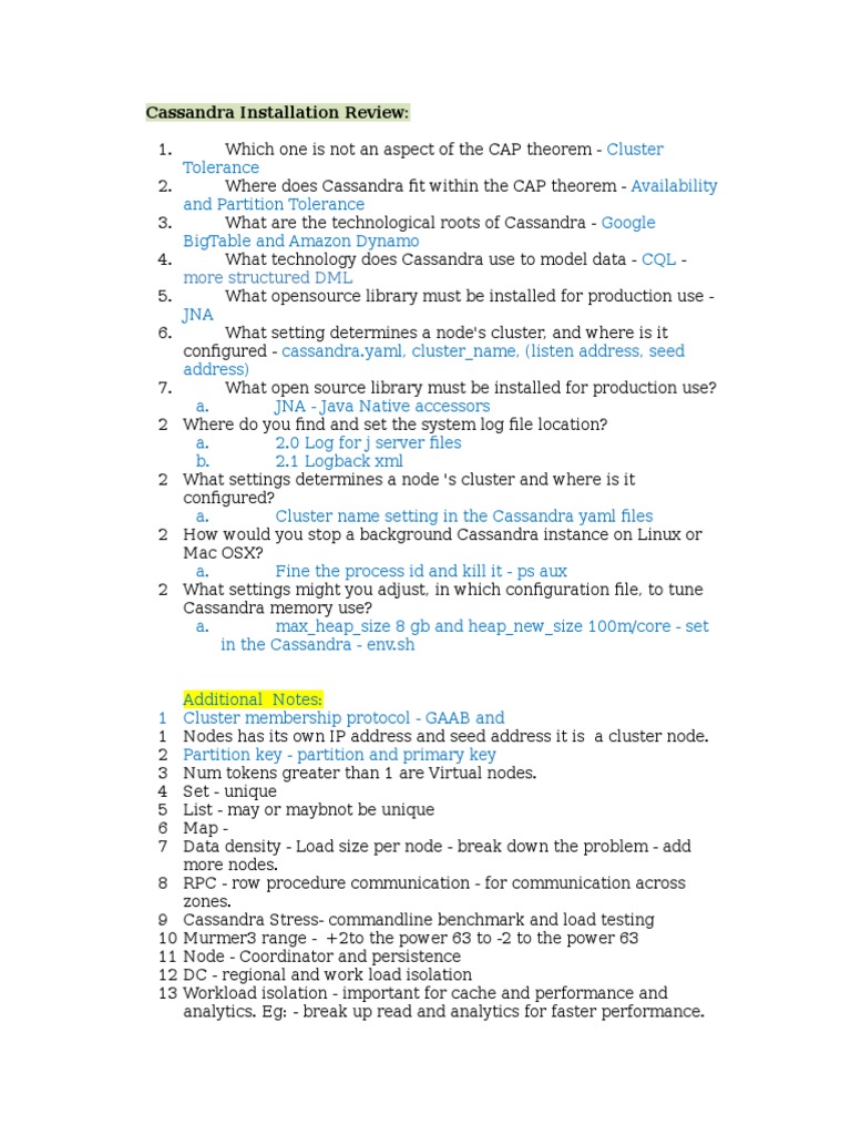 Cassandra Installation and Configuration Guide | PDF | Database Index ...