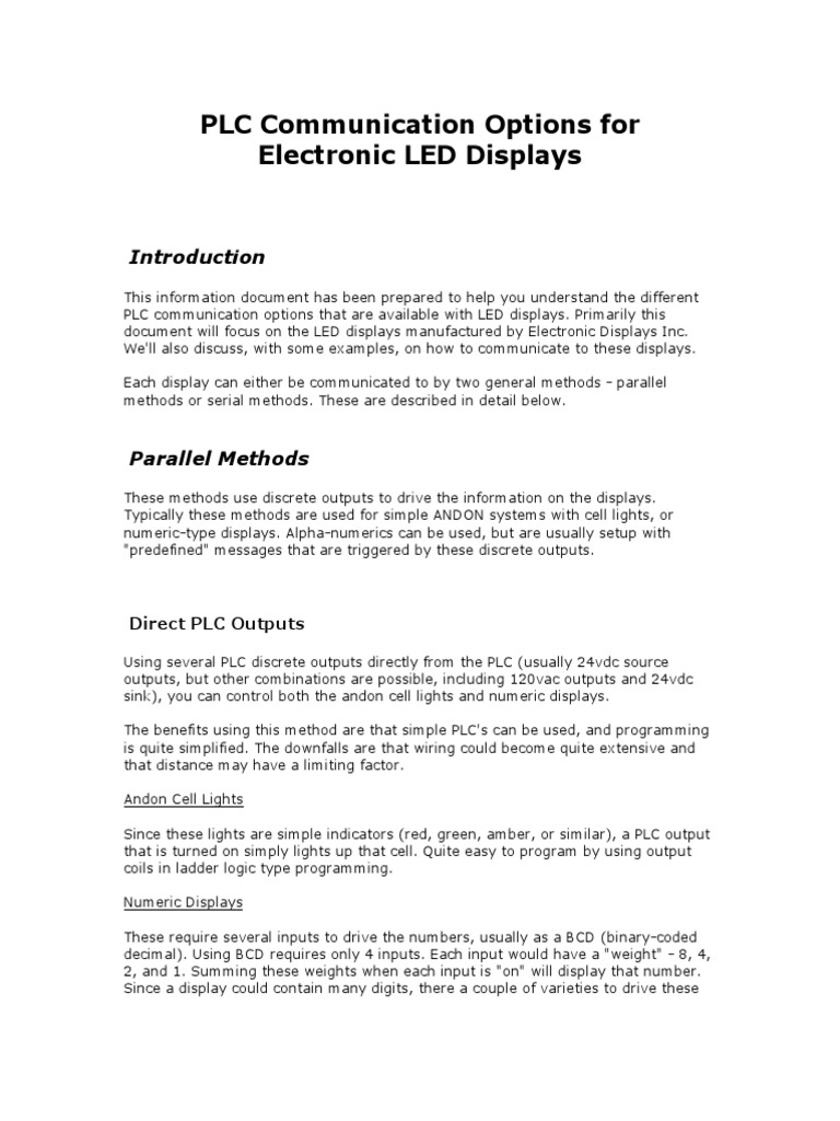 PLC Communication for LED Displays | PDF | Programmable Logic ...