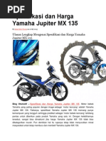 Download Spesifikasi dan Harga Yamaha Jupiter MX 135docx by Randhy SN289536419 doc pdf