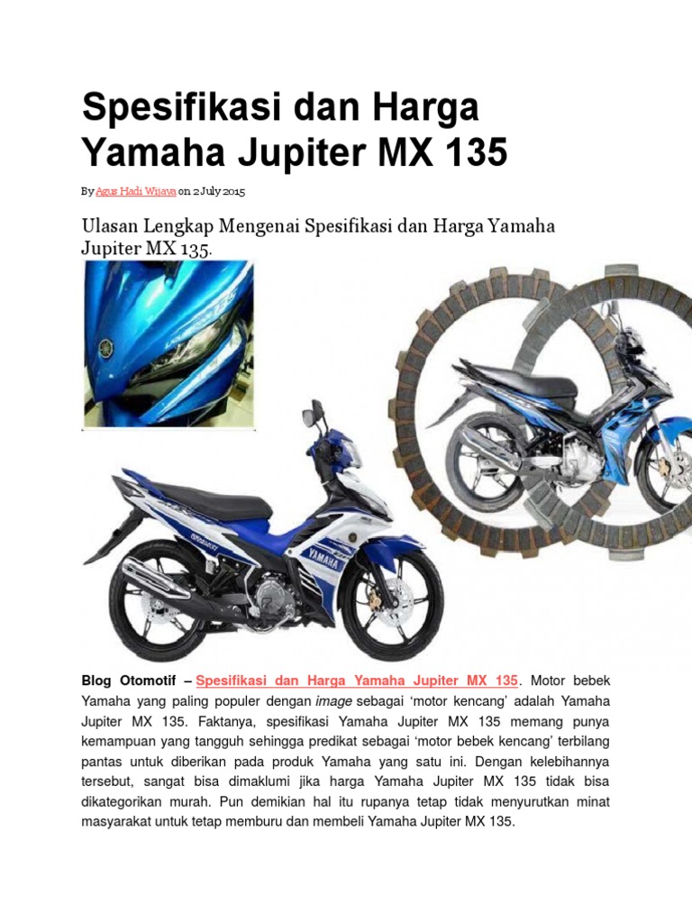 Spesifikasi Dan Harga Yamaha Jupiter MX 135docx