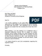 Sample Letter of Intent To Return (PUP-COL)