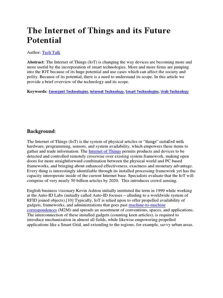 The Internet of Things and Its Future Potential | PDF | Internet Of ...