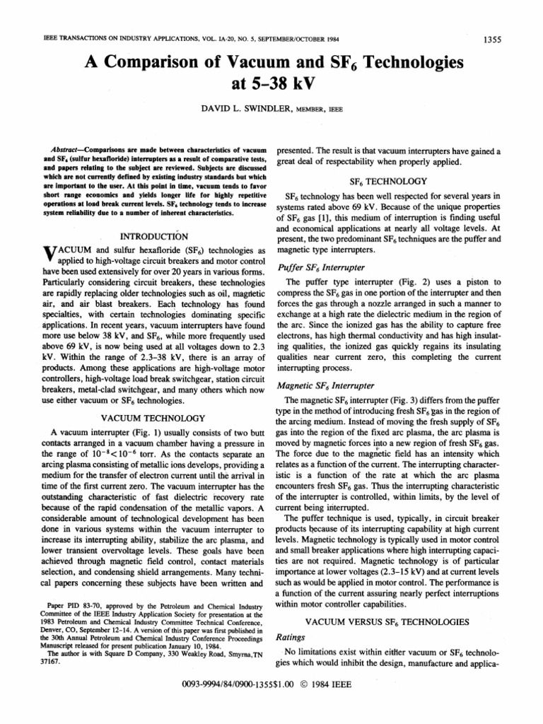 SF6 Vs VCB - MV | PDF | Electric Arc | Electric Current