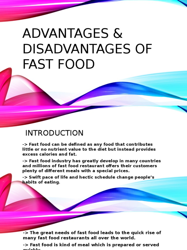 Advantages & Disadvantages of Fast Food PDF Fast Food Fast Food Restaurants