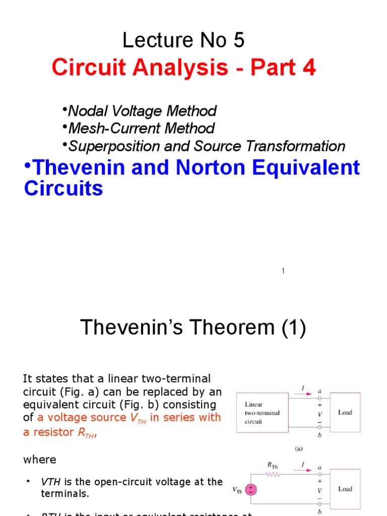 Thevenin and Norton Circuit Analysis | PDF | Electrical Network ...