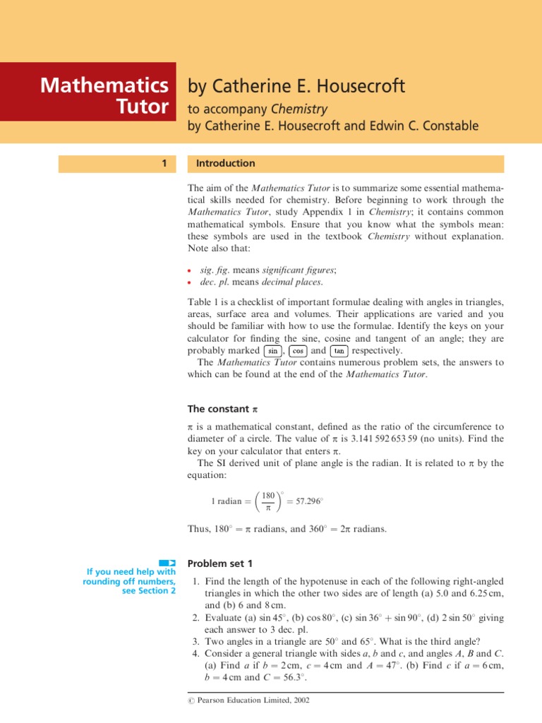 Mathematics Tutor Chemistry2e PearsonEd | PDF | Logarithm | Integral