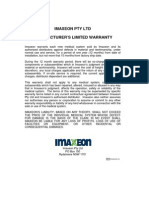 Imaxeon Pty LTD Manufacturer'S Limited Warranty: REF FM000025-03