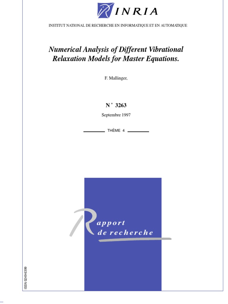 Numerical Analysis of Different Vibrational Relaxation Models For ...
