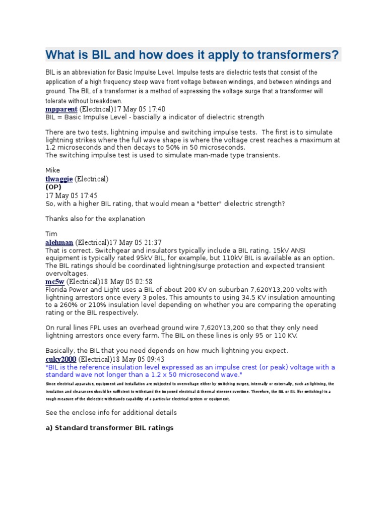 What Is BIL and How Does It Apply To Transformers PDF Insulator