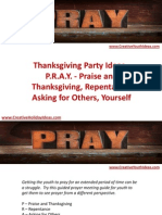 Thanksgiving Party Ideas - P.R.a.Y. - Praise and Thanksgiving, Repentance, Asking For Others, Yourself
