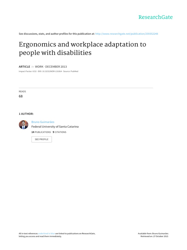 Ergonomics for Disabled Workers' Inclusion | PDF | Disability ...