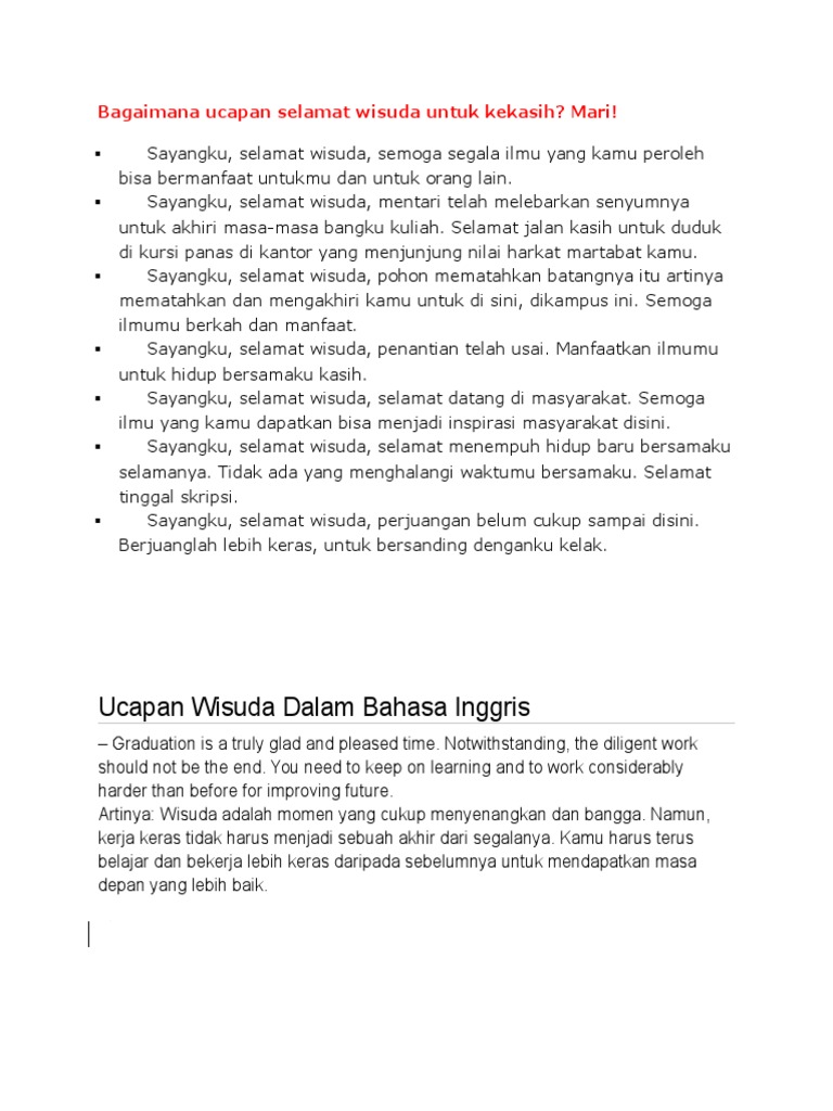  Kata  Ucapan Wisuda  Untuk Pacar Bahasa  Inggris  Kumpulan 